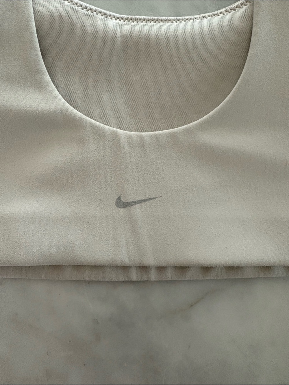 Nike Beige Dri-FIT Athletic Bra with Black Swoosh